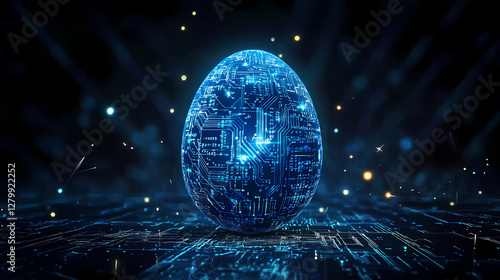 Obraz na płótnie Tech-Infused Egg: A Circuit Board Marvel w salonie