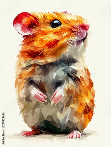 Modern Geometric Hamster Illustration – Polygonal Abstract Animal Art