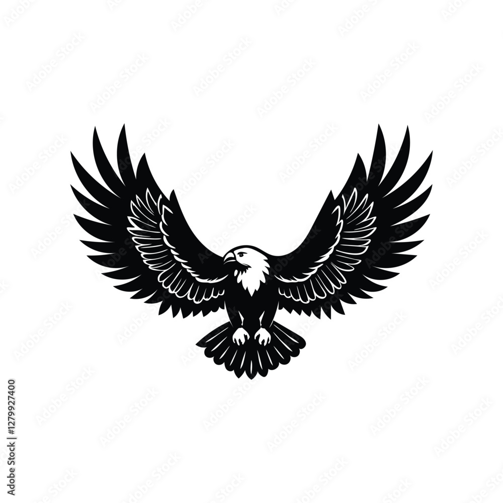 Fototapeta premium Eagle Soaring in the Sky on White Background – Majestic Bird of Prey in Flight Adobe Illustrator Artwork