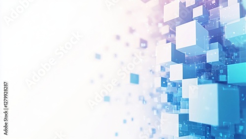 Abstract background with blue and white cubes.