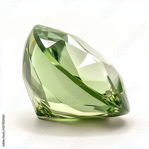 Swamp Green cut Gemstone, on a white background photo