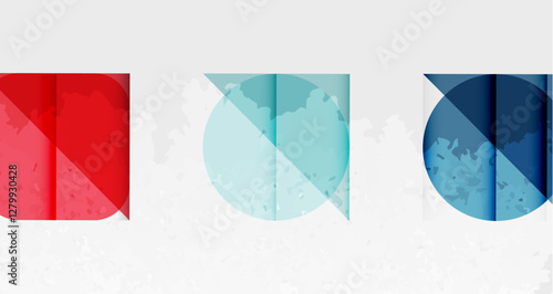 Squares, circles and triangles and grainy noisy texture. Vector Illustration For Wallpaper, Banner, Background, Card, Book Illustration, landing page