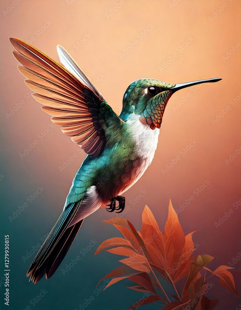 Fototapeta premium Hummingbird in minimalist style