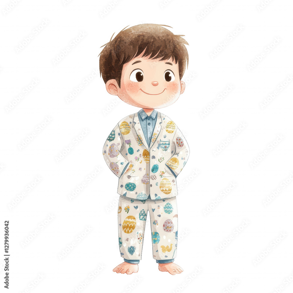 Cute cartoon of boy in Easter attire – digital religious Easter cliparts isolated on white
Cute cartoon of boy in Easter attire – digital religious Easter cliparts isolated on white