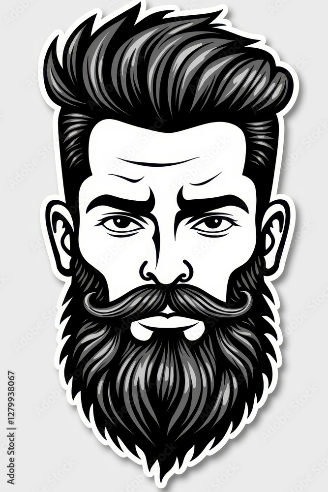 Obraz premium Bearded and mustached barber skull