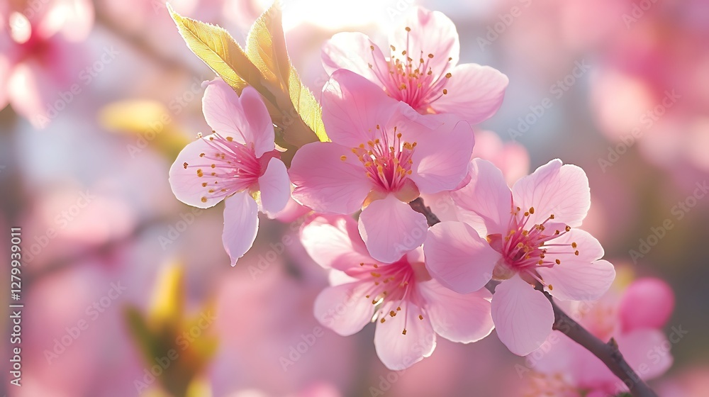 Spring blossoms, branch, sunlight, garden Spring blossoms, branch, sunlight, garden