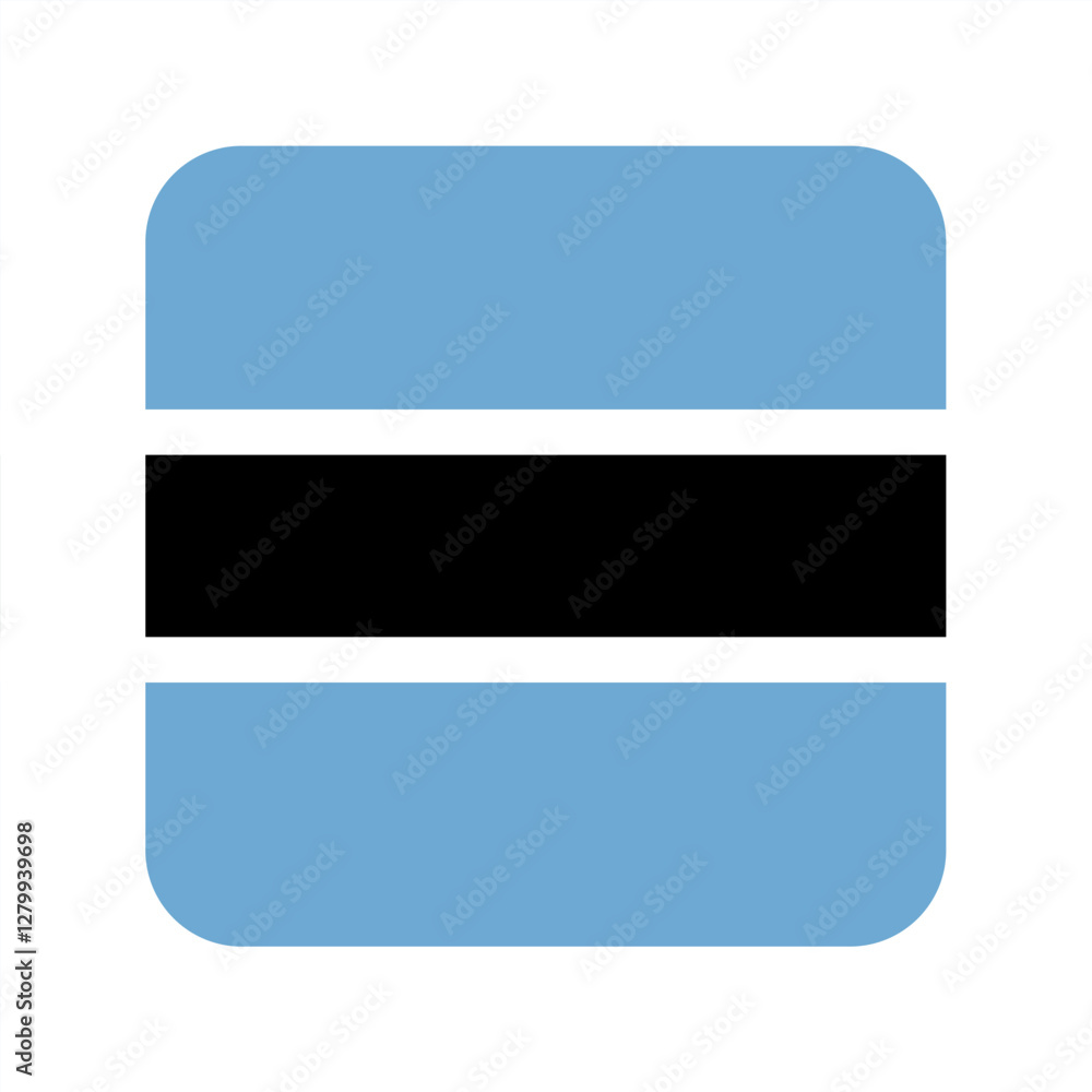 Flag of Botswana. Botswana rounded square flag icon digital vector illustration Flag of Botswana. Botswana rounded square flag icon digital vector illustration