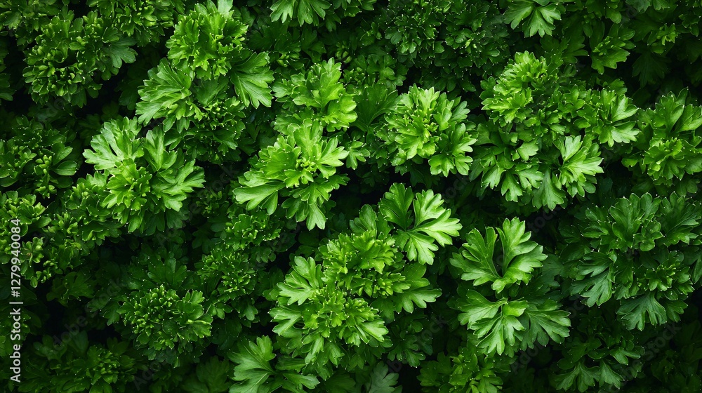 Fresh Green Parsley Plants Displayed in Close Up View Fresh Green Parsley Plants Displayed in Close Up View