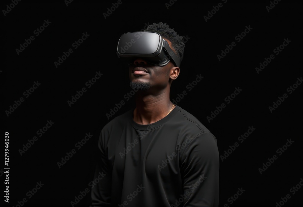 Fototapeta premium African man wearing virtual reality headset