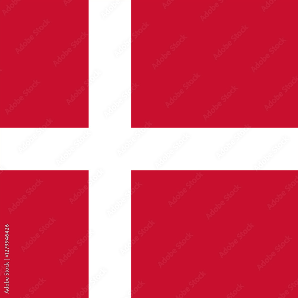 Fototapeta premium Denmark flag. Flag icon. Standard color. A square flag. Square icon. Computer illustration. Digital illustration. Vector illustration.