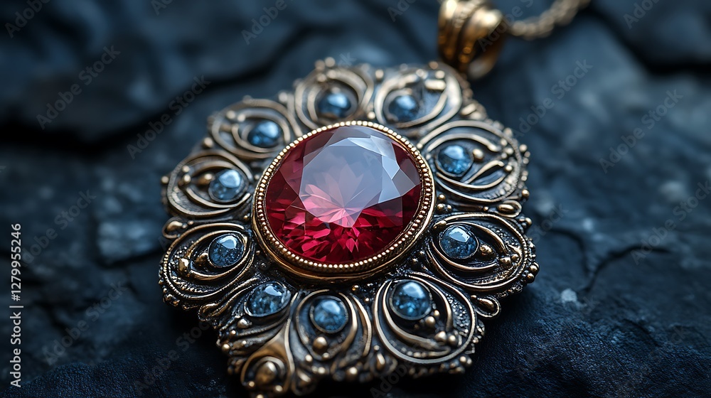 Obraz premium Gemstone vintage pendant with ornate high resolution hd design