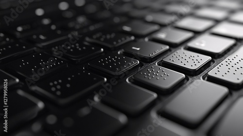 Close up view of a black laptop keyboard key arrangement