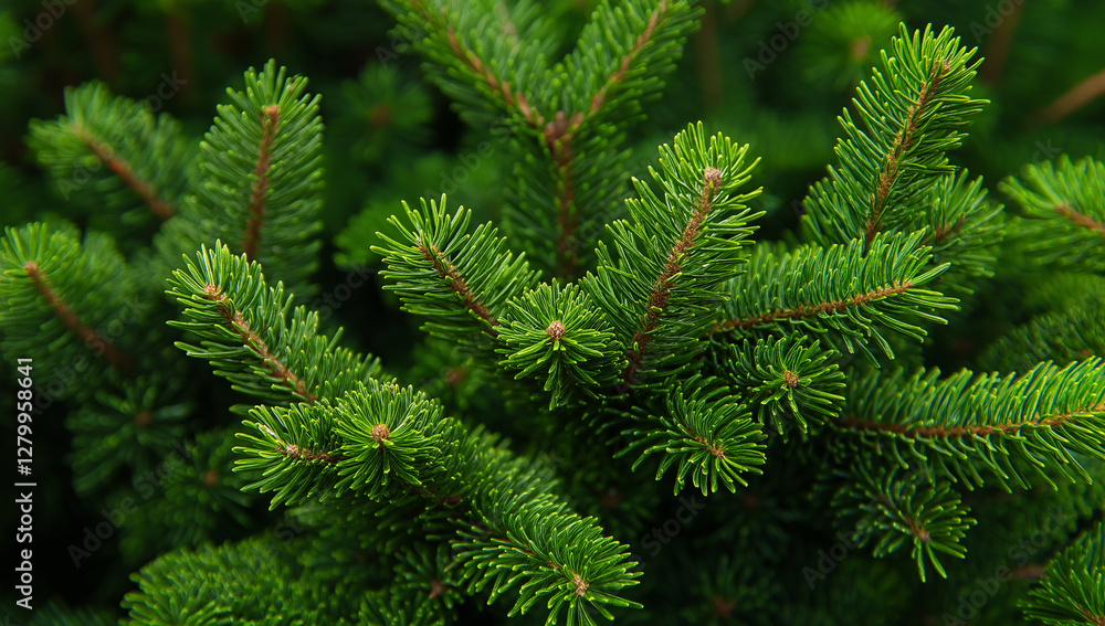 Detailed Close-Up of Conifer Branches Showing Short, Pointed Green Needles in Spiral Arrangement
Detailed Close-Up of Conifer Branches Showing Short, Pointed Green Needles in Spiral Arrangement