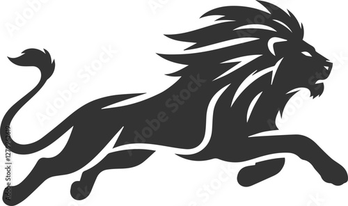 A lion chasing after its prey at full speed vector animal silhouette