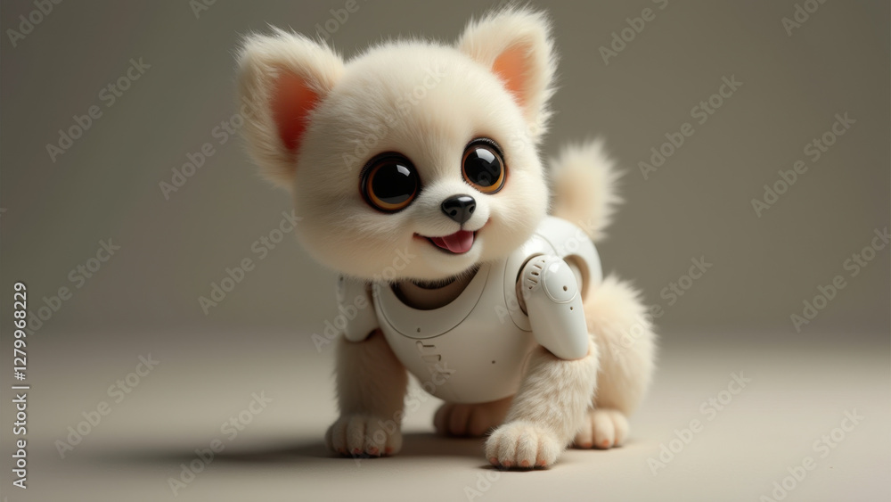 Obraz premium Cute Robotic Puppy, 3D Render - AI-generated imagery