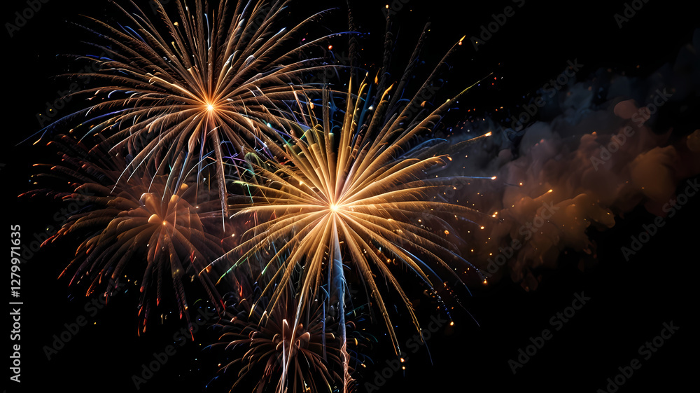 Sparkling Spectacle: Brilliant fireworks burst against the night sky, painting a canvas of radiant light, igniting a sense of awe and celebration. Sparkling Spectacle: Brilliant fireworks burst against the night sky, painting a canvas of radiant light, igniting a sense of awe and celebration.