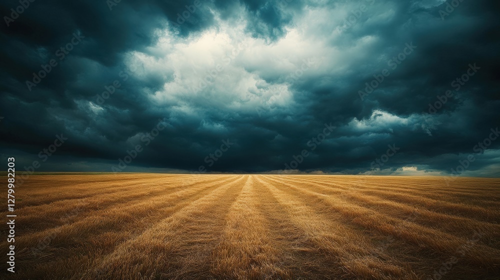 Stormy skies over golden fields landscape photography rural environment dramatic viewpoint nature concept