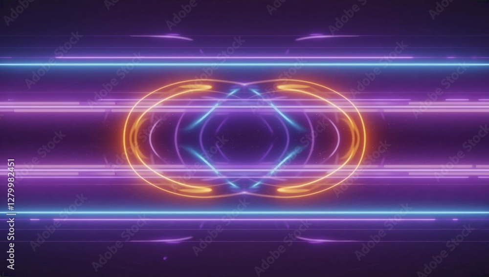 Naklejka premium Neon light symmetrical design background