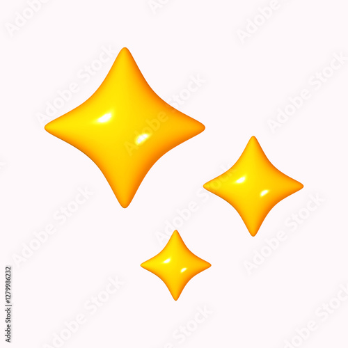 Yellow star icon 3D cartoon style, isolated on a white background. Vector illustration of a plastic, volumetric star.