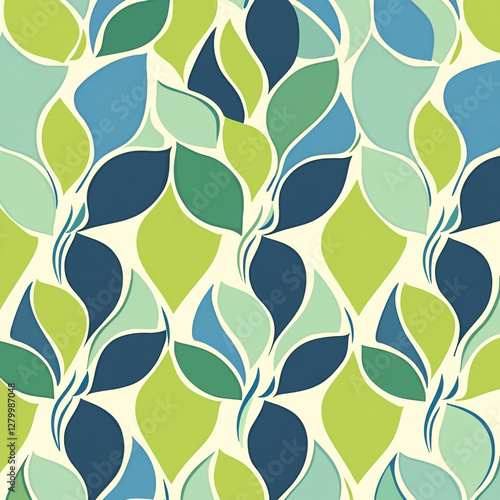 Simple Shapes Pattern in Green and Blue
