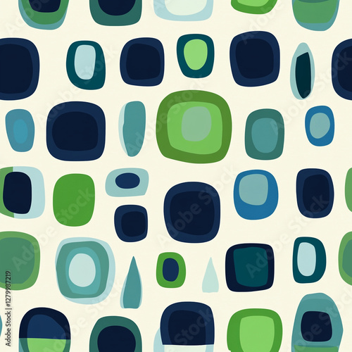 Green and Blue Simple Shapes Pattern