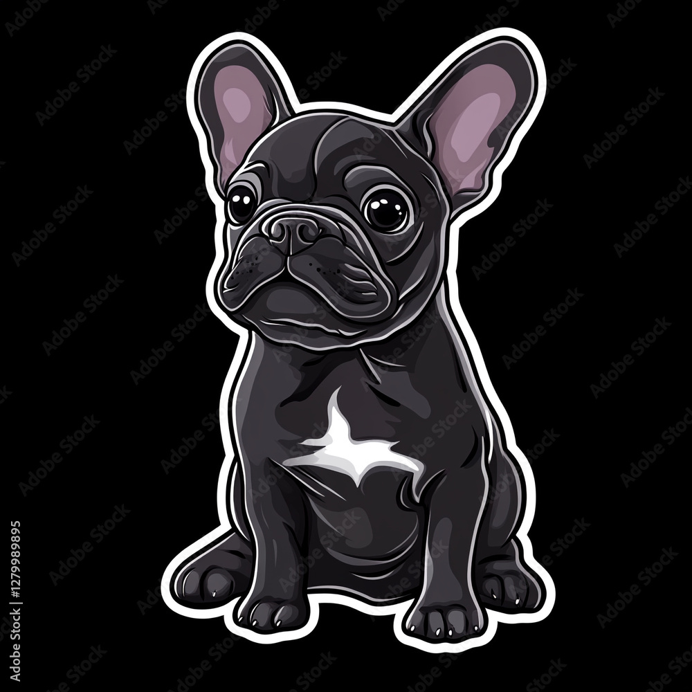 Fototapeta premium Adorable French Bulldog Dog Sitting Upright With One Ear Perked Up Showcasing Its Playful Personality and Unique Expression in a Bright and Cheerful Setting