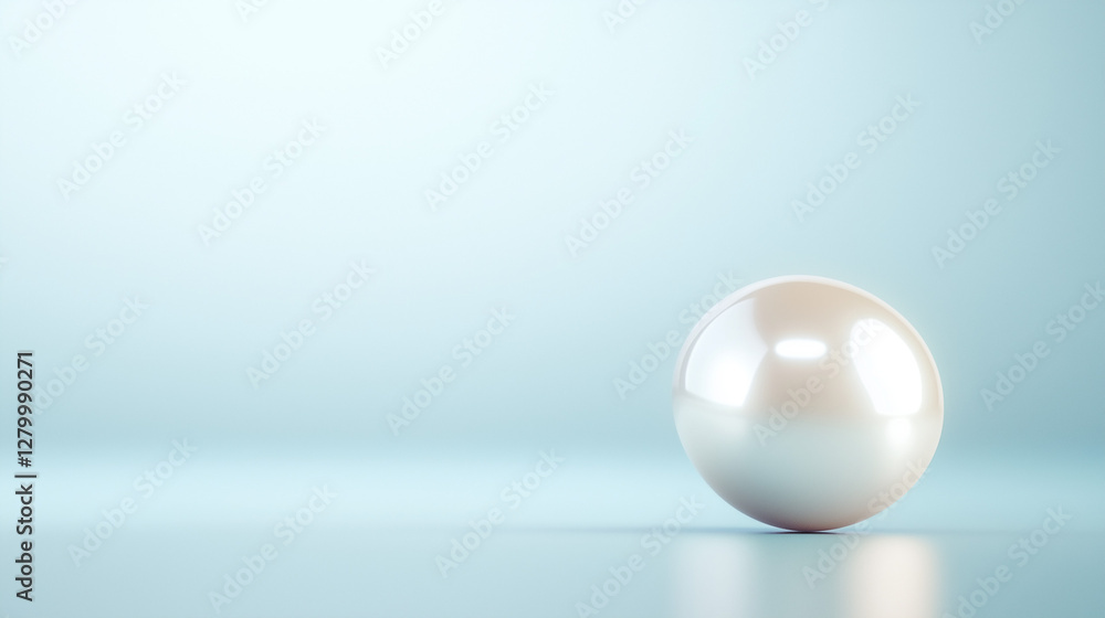 Luminous Pearl on Pastel Backdrop: A single, lustrous pearl rests serenely on a smooth, reflective surface, its iridescent sheen mirroring the soft, pastel background in a minimalist composition. Luminous Pearl on Pastel Backdrop: A single, lustrous pearl rests serenely on a smooth, reflective surface, its iridescent sheen mirroring the soft, pastel background in a minimalist composition.