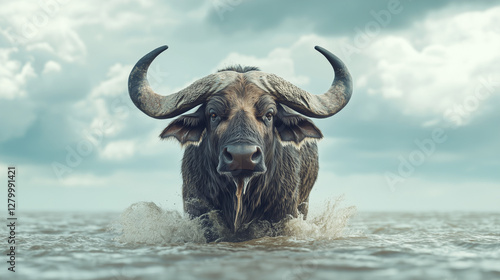 Majestic Buffalo in Water: ...