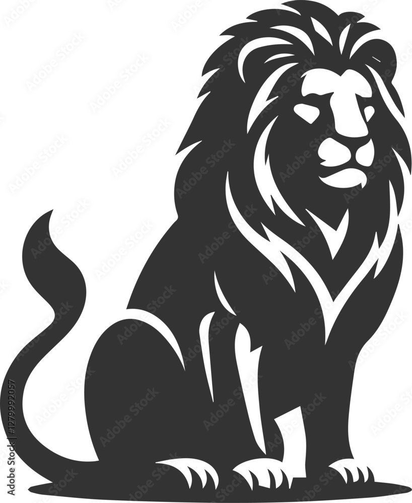 Obraz premium A lion sitting with a somber expression vector