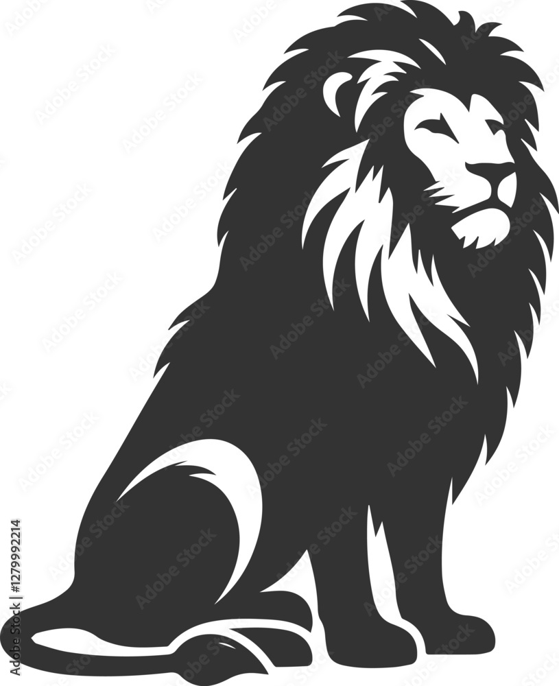 Obraz premium A lion sitting with a somber expression vector