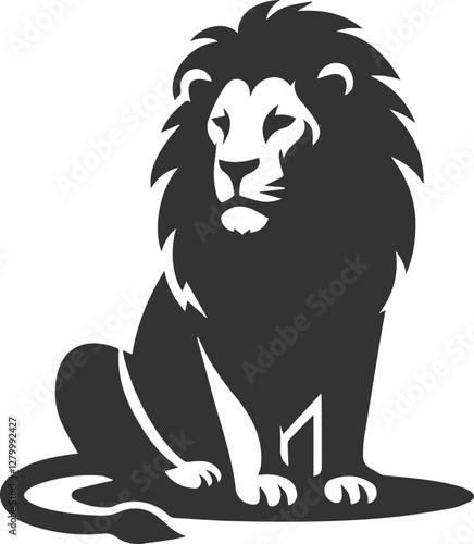 A lion sitting with a somber expression vector