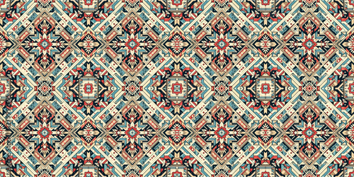 Tribal abstract seamless pattern traditional turkish carpet