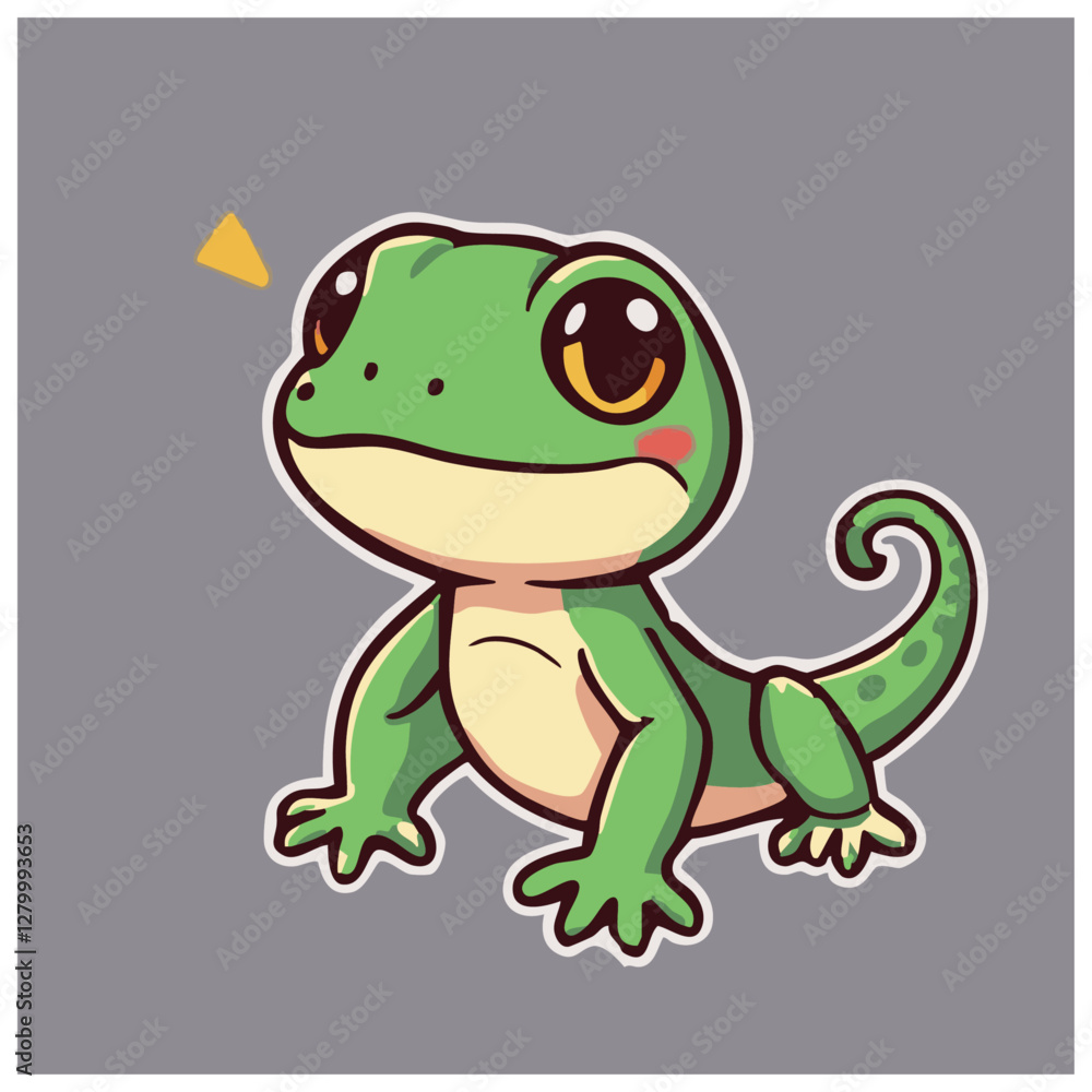 Obraz premium a happy cute cheerful lizard pet illustration 