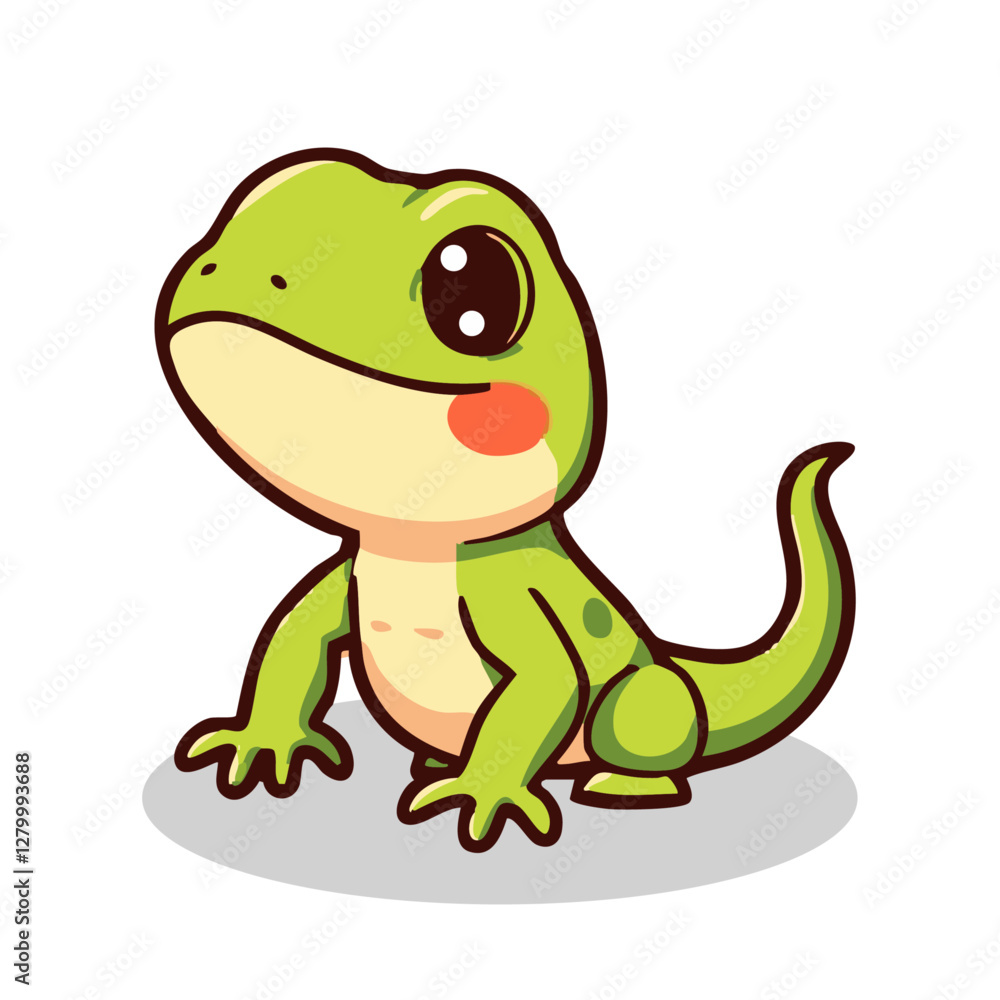 Fototapeta premium a happy cute cheerful lizard pet illustration