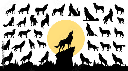 Wolf Silhouette Set Collectio...
