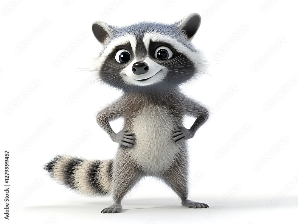 Obraz premium Playful cartoon raccoon digital art animal character cheerful mood