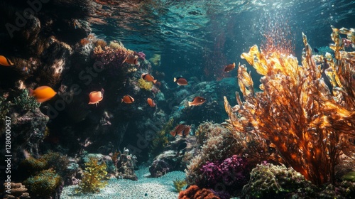 Wallpaper Mural Vibrant Underwater Coral Reef Scene With Colorful Fish Torontodigital.ca