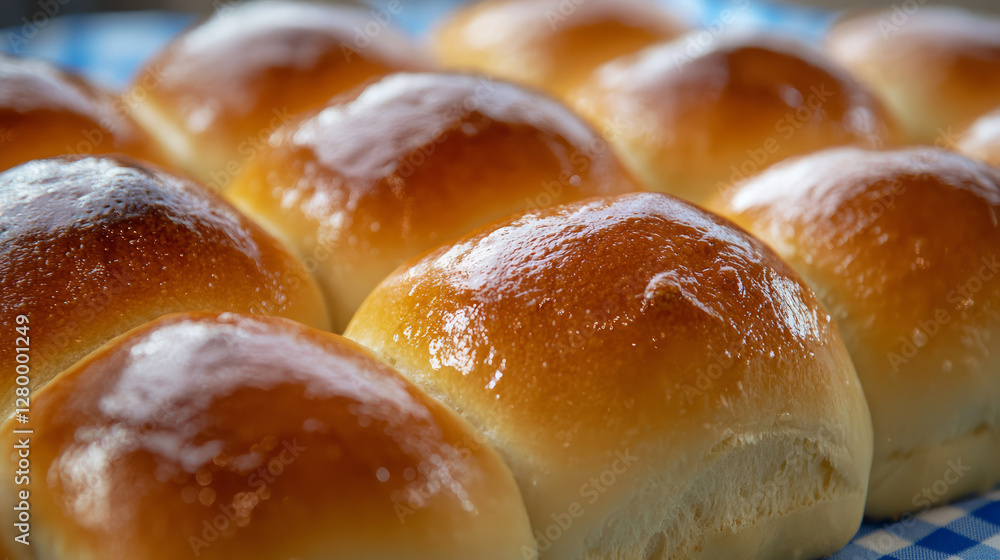 A close up of freshly baked buns, generative AI A close up of freshly baked buns, generative AI