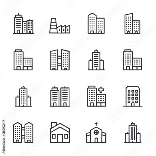 A set of buildings in a cityscape