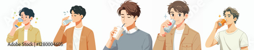 vector young man drinking