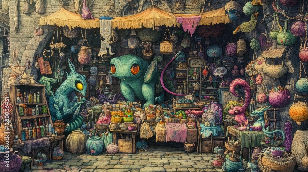 Fototapeta premium Enchanted Apothecary: A Fantasy Market Scene