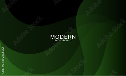 Elegant green and dark abstract background with smooth dynamic curves