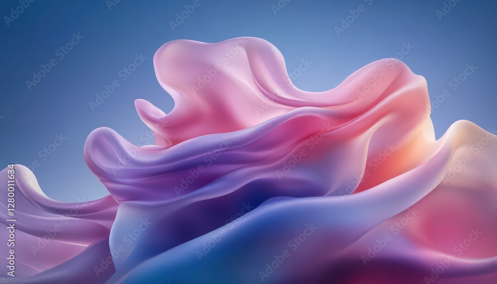Obraz premium Abstract Multicolored Swirl with Pastel Tones and Fabric Like Textures on Blue Backdrop