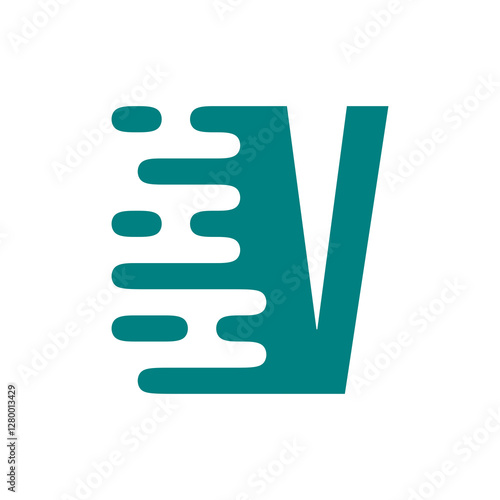 Dynamic Letter V with Speed Effect in Teal for Modern Branding