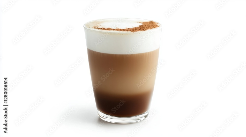 Creamy Coffee Drink with Layers in a Transparent Glass Cup Creamy Coffee Drink with Layers in a Transparent Glass Cup