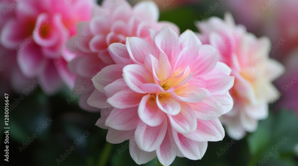 Fototapeta premium Soft Pink Dahlia Blossoms with Delicate Petals in Natural Light