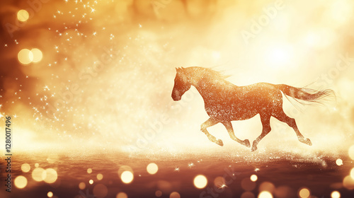 Horses running in the light