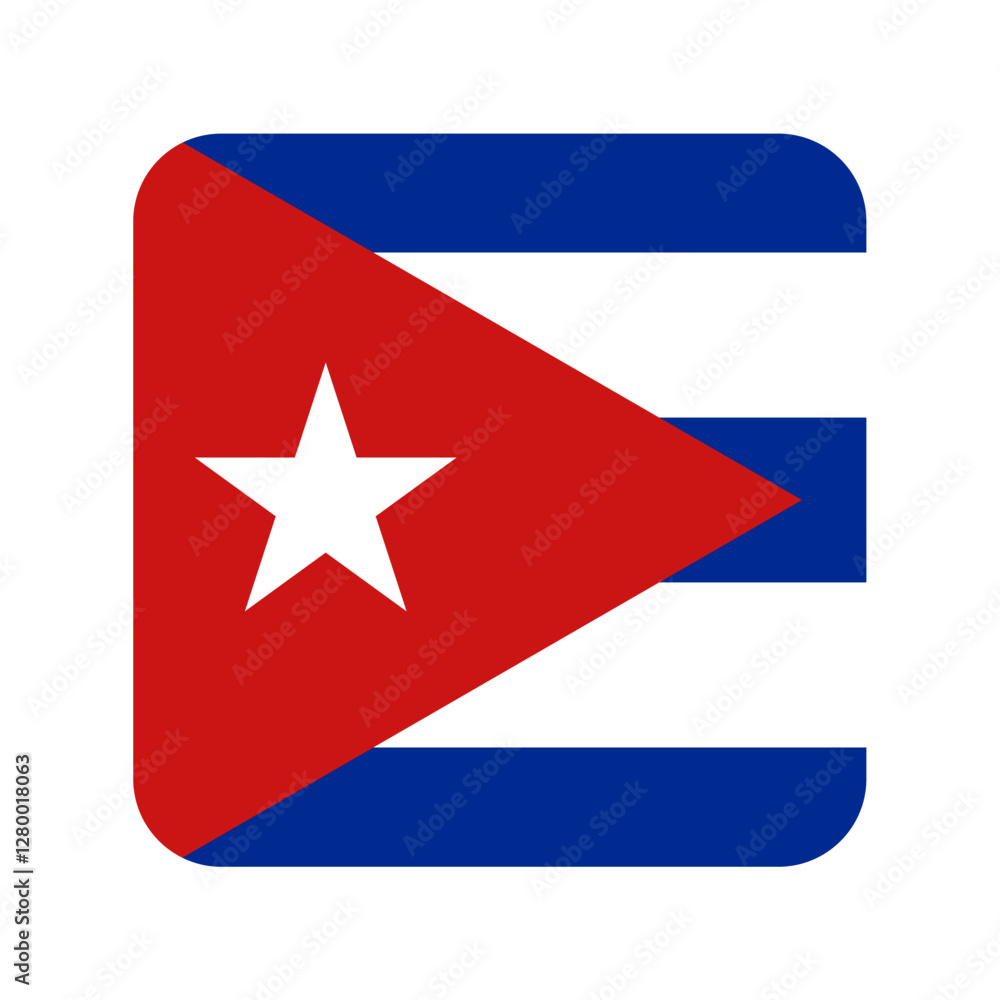 Flag of Cuba. Cuba rounded square flag icon digital vector illustration Flag of Cuba. Cuba rounded square flag icon digital vector illustration