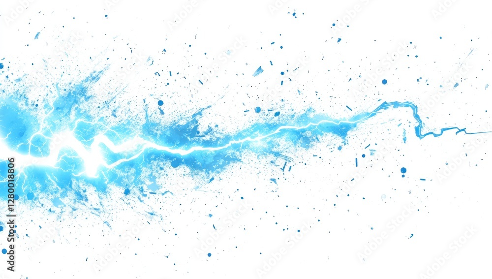 Abstract blue lightning strike with splash effect on white background. Abstract blue lightning strike with splash effect on white background.