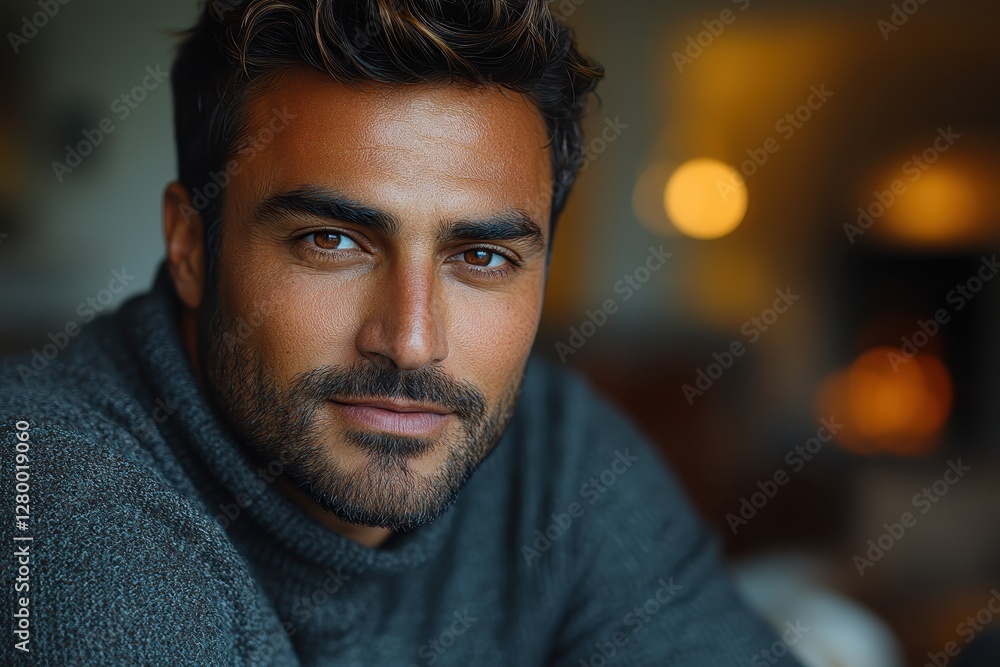 Handsome Man Portrait Confident and Serene Gaze Handsome Man Portrait Confident and Serene Gaze